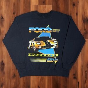 Ford GT Sweatshirt Mens Large Black Super‎ Car 550 hp Crew Neck Pullover Retro